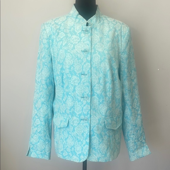Elegant Blue Floral Women's Jacket - Picture 1 of 2